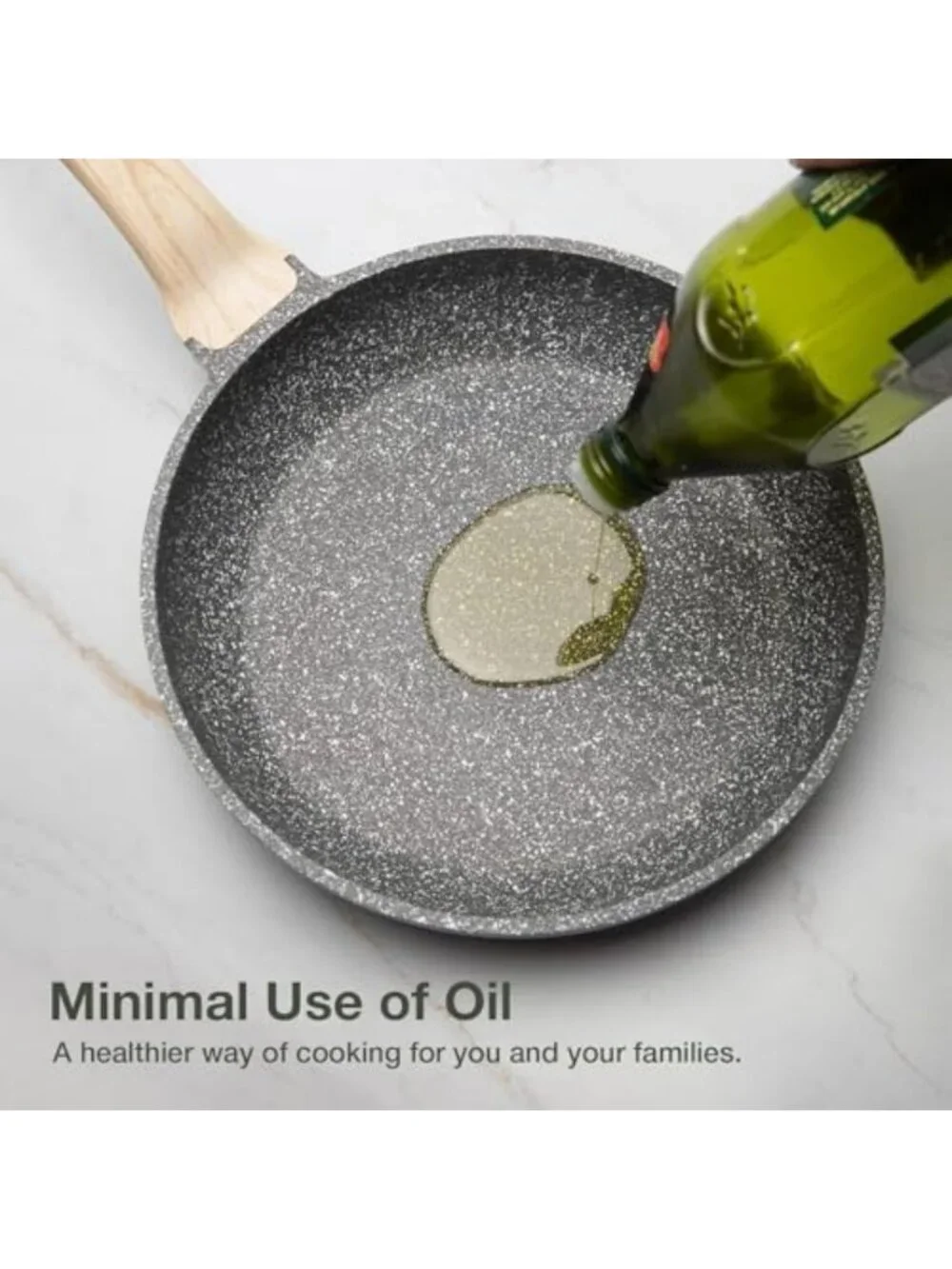 10-Inch Non-Stick Granite Skillet with Glass Lid - Classic Frying Pan for Easy